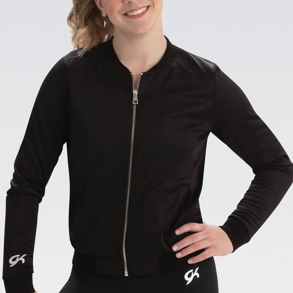 NWT GK Elite Full Zip Bomber Jacket Black Size AS